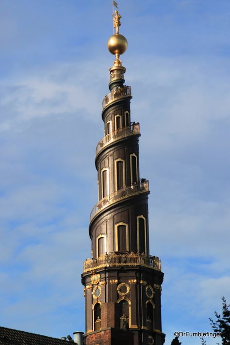 Spire Architecture, Curved Tower Architecture, Round Tower Copenhagen, Unique Towers Architecture, Drawing Themes, Zytglogge Clock Tower, Medieval Clock Tower, Funny Vintage Ads, Copenhagen Travel