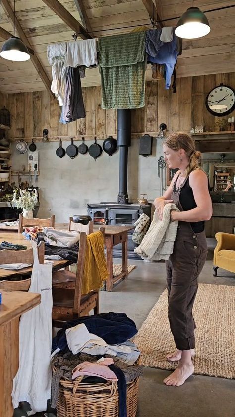 Homewood Stoves | My daily washing routine looks a little different depending on the weather! The drying rack works great when paired with an intense heat… | Instagram Homewood Stoves, Farmhouse Build, Stove Top Kettle, Grand Kitchen, Cloth Nappies, Countryside House, Sun Is Shining, Humble Abode, Cabin Homes