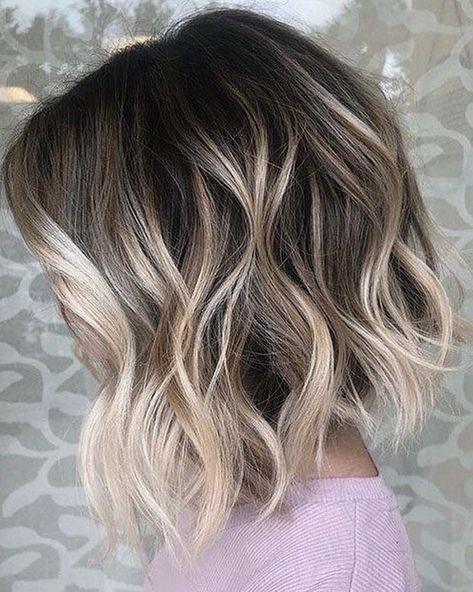 Long Bob Ash Blonde, Brown Hair Long Bob, Bob Ash Blonde, Hair Long Bob, Brown Hair Long, Short Wavy Hairstyles, Blonde Ombré, Hair Colour Design, Wavy Bob Hairstyles