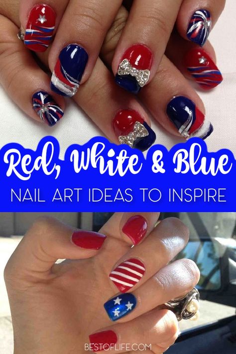 Summer Nails Red White And Blue, 4th Pf July Nail Ideas, Red White And Blue Nails Dip Powder, Red White And Blue Nail Ideas, Red White Blue Nails Fourth Of July, Fourth Of July Gel Nails Ideas, Red White And Royal Blue Nails, Red Blue White Nails, Patriotic Nails Design Memorial Day