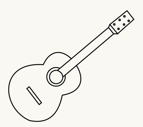 How to Draw Guitar: Step 9 Guitar Draw, Draw A Guitar, Guitar Outline, Simple Guitar, Guitar Sketch, Super Coloring Pages, Guitar Drawing, Drawing Ideas Easy, Music Drawings