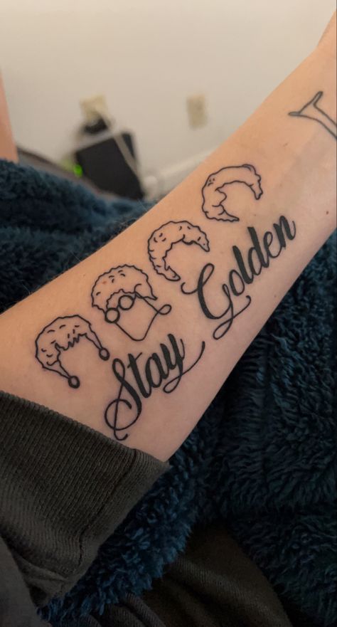 Golden Girls Tattoo Ideas, Mean Girls Tattoo, Stay Golden Tattoo, Annie Tattoo, Golden Girls Tattoo, Girl Quote Tattoo, Tiny Heart Tattoos, Ink Therapy, Girls Tattoo