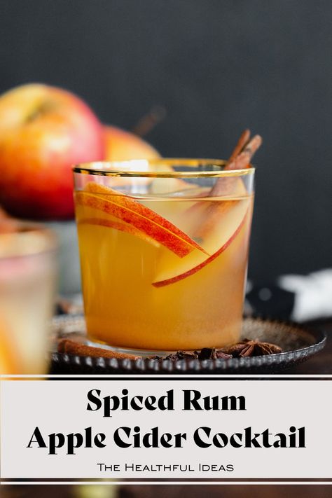 Rum Cider Cocktail, Apple Cider And Rum Drinks, Spiced Rum Halloween Drinks, Rum And Apple Cider Drinks, Apple Spice Cocktail, Spiced Rum Fall Cocktails, Spiced Apple Cocktail, Rum Apple Cider Cocktail, Apple Cider Spiced Rum Cocktail