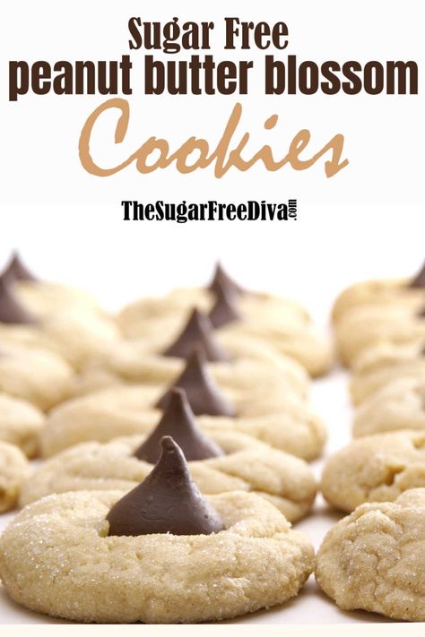 Sugar Free Christmas Cookies Recipes, Keto Peanut Butter Blossoms, Keto Peanut Butter Blossom Cookies, Sugar Free Thumbprint Cookies, Sugar Free Cookies For Diabetics, Peanut Butter Cookies With Splenda, Pb Kiss Cookies Peanut Blossoms, Sugar Free Christmas Cookies, Gluten-free Peanut Butter Blossom Cookies