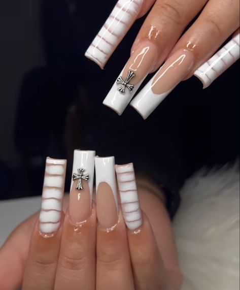 White Nails Inspo Square, White Y2k Nails, Y2k Nails, White Nail, Fire Nails, White Maxi, Trendy Nails, White Nails, Long Nails