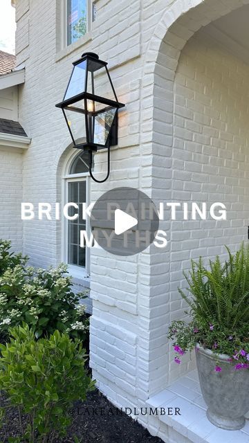 Brick House Without Shutters, White Washed Brick House, White Washed Brick Exterior, White Brick Colonial House, Painting A Brick House, Cream Brick House Exterior, White Brick Colonial, Paint A Brick House, House Without Shutters