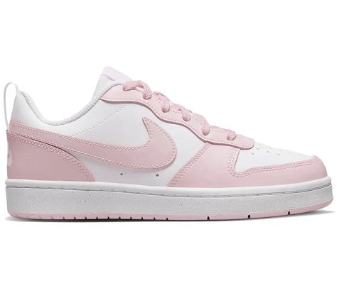 Nike Court Borough Low 2 SE Sneakers in White/Pink Foam Nike Low Top Shoes, Light Pink Shoes Outfit Sneakers, Pink And White Nike Shoes, Pale Pink Sneakers, Nike Court Borough Low 2 Se, Shoes Pink Nike, Pink White Sneakers, Nike Court Borough Low 2 Pink, Light Pink Nike Dunks