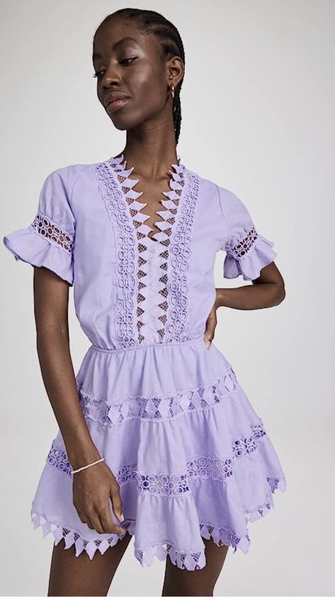 Alexa, play "Lavender Haze" by T. Swift. 💜 Rush Outfits, Dusty Lavender, Rush Dresses, Geometric Lace, Lovely Lavender, Purple Mini Dresses, Dress Dusty, Lined Skirt, Swimsuit Cover Ups