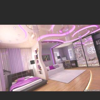 The most amazing room I've ever seen! Purple Bedrooms, Purple Bedroom, Purple Rooms, Girl Bedroom Designs, The Ceiling, Awesome Bedrooms, House Room, Teen Room, Dream Rooms