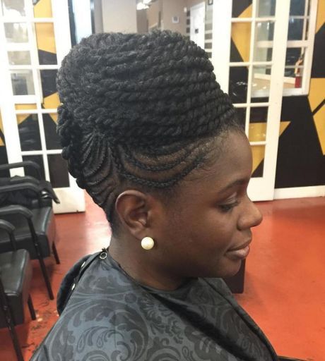 Black Updo With Cornrows And Twists Cornrows And Twists, Black Updo, Black Hair Updo Hairstyles, Natural Hair Twist Out, Trending Hair, Twisted Updo, Natural Hair Twists, Natural Hair Updo, Girls Braids