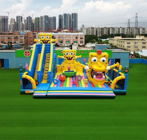 Spongebob Water, Inflatable Water Slides, Spongebob Birthday Party, Party Inflatables, Spongebob Party, Spongebob Birthday, Inflatable Bouncers, Pink Day, Water Games