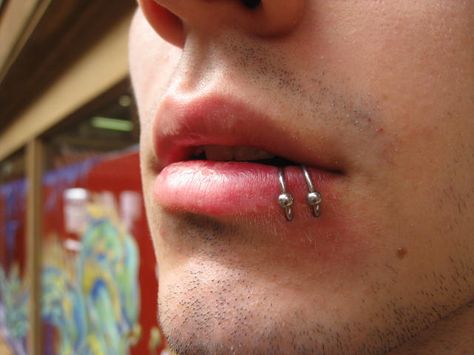 Double side lip piercings Side Lip Piercing Hoop, Double Lip Piercing, Harry Potter Hairstyles, Spiderbite Piercings, Lip Piercing Ring, Spider Bite Piercing, Lip Piercings, Spider Bites, Face Piercings