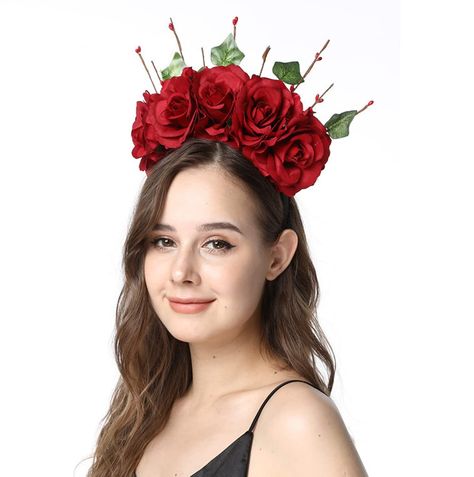 PRICES MAY VARY. Handmade item Material: Polyester (leaves and flowers) Package include 1pc flower crown Great choice for Halloween costume,phoot shoot Mexican Flower Crown, Crown Butterfly, Rose Flower Headband, Mexican Flowers, Rose Crown, Flower Headband, Colorful Butterflies, Day Of The Dead, Flower Crown