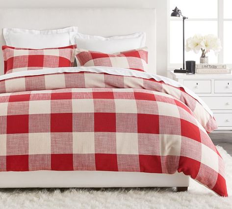 Check Bedding, Buffalo Check Bedding, Country Bedrooms, Christmas Sheets, Plaid Bedding, Red Buffalo Check, French Country Bedrooms, Patterned Bedding, Red Bedding