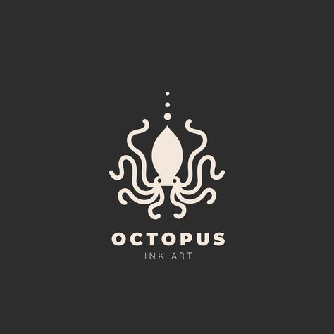 Octopus Logo, Beast Logo, Ink Logo, Typo Logo Design, Logo Animal, Free Logo Templates, Octopus Design, Motif Simple, Octopus Art