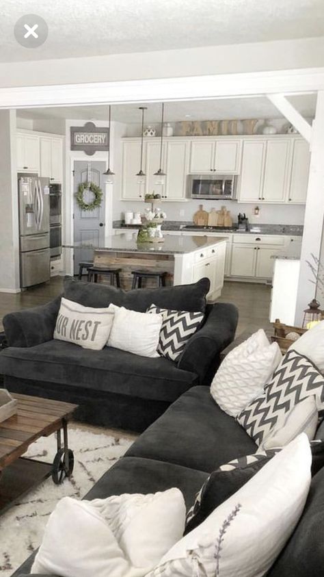 Kitchen Combos, Country Living Room Design, Open Concept Kitchen Living Room, Living Room Renovation, Open Concept Living Room, Open Living Room, Room Renovation, Country Living Room, Home Design Living Room