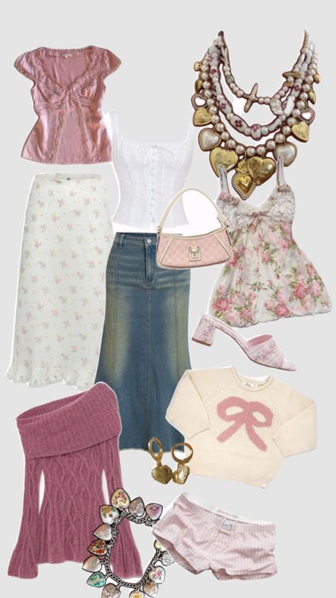 Coquette and vintage outfit Girly Spring Outfits, Coquette 2000s, 2000s Clothing, Coquette Vintage, 2000s Outfits, Pink Coquette, Vintage Outfit, 2000s Fashion Outfits, Really Cute Outfits