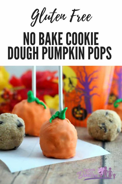 Gluten Free No Bake Cookies, Spider Cookies Halloween, Pumpkin Pops, Cookie Dough Pops, Gluten Free Halloween Treats, Gluten Free Halloween, No Bake Cookie, No Bake Cookie Dough, Fast Desserts