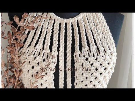 Macrame Outfit, Diy Dream Catcher Tutorial, Macrame Top, Simpul Makrame, Macrame Clothes, Collar Macrame, Macrame Baby, Easy Macrame, Macrame Knots Pattern