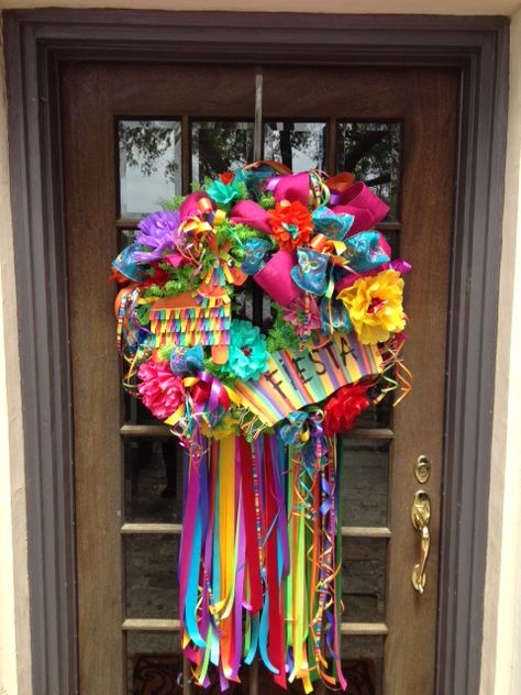 Cinco De Mayo Wreath, Fiesta Wreath, Colorful Wreath, Mexican Christmas, Mexican Party Theme, Burlap Wreaths, Fiesta Theme, Fiesta Decorations, 5 De Mayo