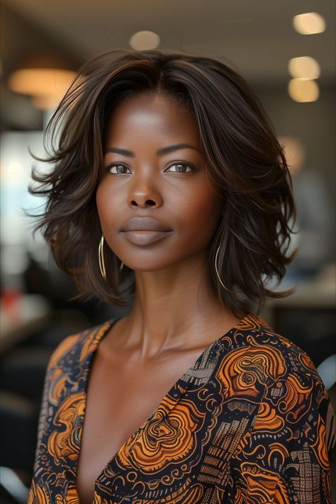 Timeless and fashionable chic layered bob for Black women in 2024 Layered Haircuts For Women, Wavy Pixie, Layered Bobs, Dye Ideas, Short Layered, Short Layered Haircuts, Sassy Hair, Short Hair Updo, Bob Haircut