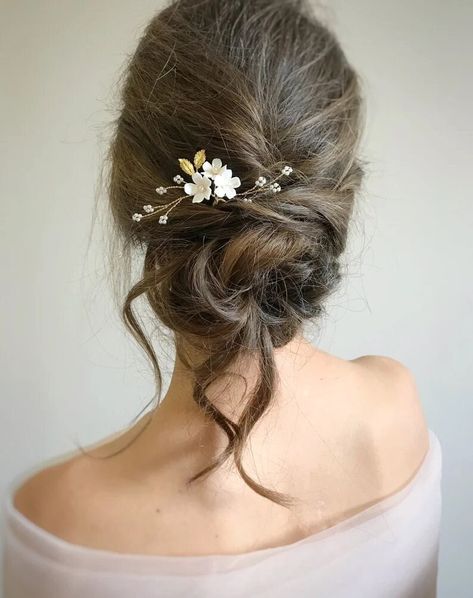 Minimalist Wedding Hair, Floral Hair Clip Wedding, Silver Hair Accessory, Rose Gold Hair Piece, Floral Hairpiece, Bridal Hair Pieces Flower, Bridesmaid Headpiece, Bride Hair Pins, Wedding Hair Clip