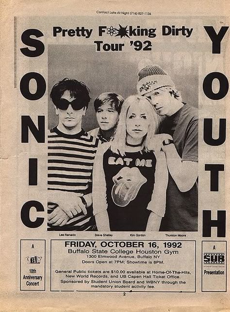 Sonic Youth Poster, Musician Portraits, Punk Poster, Sonic Youth, Riot Grrrl, People Of Interest, Little Cat, Tour Posters, Band Photos