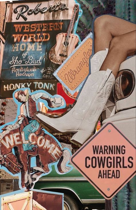 Cowgirl vibes collage Vintage Cowgirl Aesthetic, Retro Western Aesthetic, Cowgirl Vibes, Western Books, Cowboy Love, Cowboy Aesthetic, Nashville Bachelorette, Cowgirl Aesthetic, Cowgirl Party