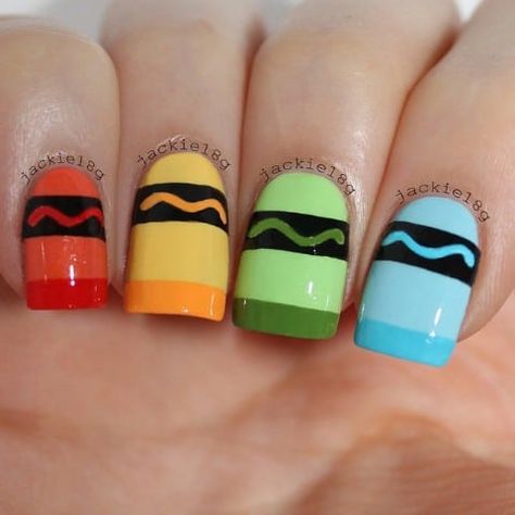 School Nail Art, Back To School Nails, Colorful Nail, School Nails, Nail Idea, Nails For Kids, Get Nails, Acrylic Nail Art, Cute Nail Art