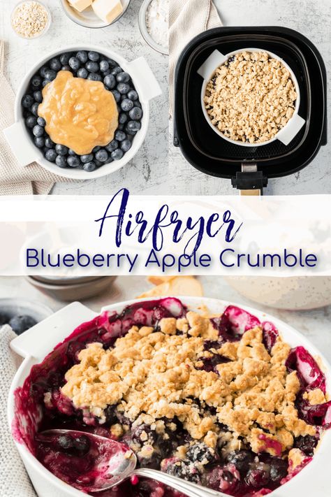 Easy Air Fryer Recipes Healthy, Air Fryer Blueberry, Air Fryer Recipes Dessert, Quick Dessert Recipes, Air Fried Food, Air Fryer Oven Recipes, Blueberry Crumble, Dessert Easy, Crumble Recipe