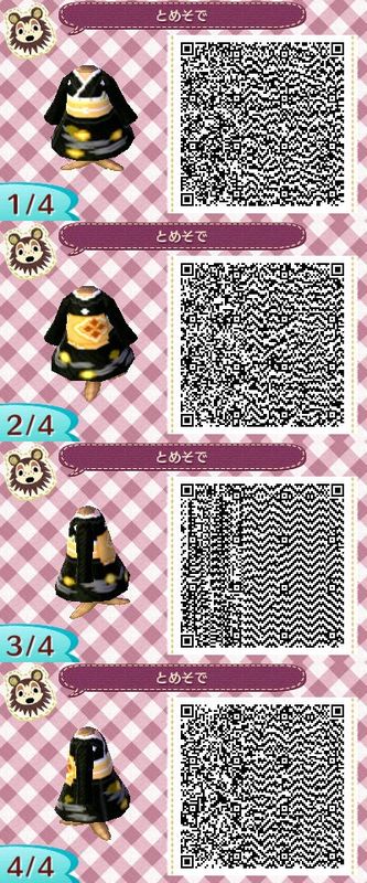 Halloween Kimono Black Keiko Acnl Guide, Leaf Clothes, Acnl Outfits, Acnl Clothing, Animal Crossing New Leaf Qr Codes, Qr Code Animal Crossing, Ac Outfits, Acnl Clothes, Dress Qr Code