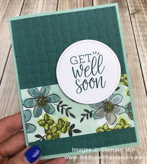 Simple Get Well Cards Handmade, Diy Stamp Cards Ideas, Get Well Homemade Cards, Easy Get Well Soon Cards, Get Well Diy Cards, Get Well Handmade Cards, Get Well Soon Diy Cards, Stampin Up Easy Cards, Handmade Get Well Cards