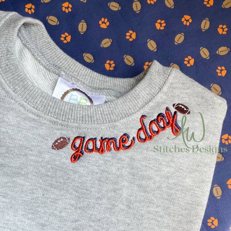 Game Day Football Neckline Mini Fill Stitch Machine Embroidery Design - Etsy Lobster Design, Game Day Football, Applique Stitches, Monogram Shirts, Cute Embroidery, Football Design, Iron On Patch, Embroidery Inspiration, Digital Embroidery