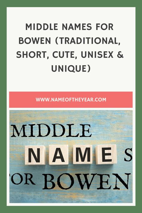 Selecting an ideal middle name for your child can seem like a challenging endeavor, especially after deciding on the lovely first name, Bowen. The significance of middle names and their impact on your little one's identity is not to be underestimated. Let's explore the boundless options that complement the charm of Bowen and complete your baby's moniker perfectly. Cute Middle Names, Unique Middle Names, Welsh Names, Greek Names, Unisex Name, Middle Names, Family Heritage, Middle Name, Name Generator