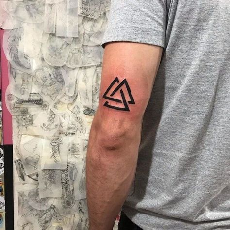 Valknut Tattoo Design, Valknut Tattoo, Viking Rune Tattoo, Inside Of Arm Tattoo, Timeless Tattoo, Simple Tattoos For Guys, Forearm Band Tattoos, Wrist Tattoos For Guys, Muster Tattoos