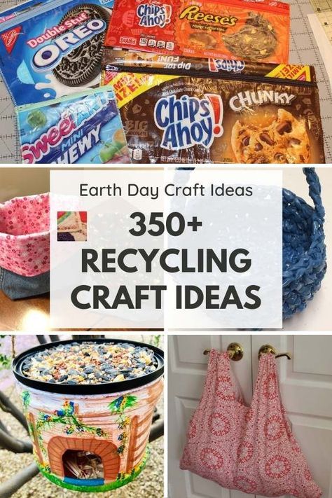 Hundreds of recycling craft ideas for Earth Day and everyday. Reuse and Repurpose the common items in your home to turn trash into treasures! Trash To Art Project, Trash Crafts For Kids, Trash To Treasure Projects For School, Home Projects Ideas, Upcycled Crafts For Kids, Reuse Diy Ideas, Recycle Art Projects, Eclectic Crafts, Jars Crafts