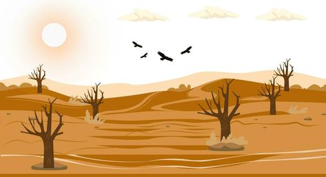 Vector Illustration of Dry Forest Conditions Due to the Long Dry Season. This Causes Drought Dry Forest, Game Zone, Tree Saw, Cityscape Photos, Logo Banners, Teacher Outfits, Nature Backgrounds, Custom Illustration, Custom Branding