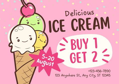 See more templates in my Canva portfolio 👉 https://www.canva.com/p/olegnik/ ⭐️ This design meets the following characteristics: ice cream shop illustrative promotion marketing pink playful advertise creative ice cream cone Advertisment Poster Products, Ice Cream Poster Design Creative, Advertisement Poster Drawing, Product Poster Design Marketing, Advertisement Poster Product, Ice Cream Advertisement, Product Advertising Design, Ice Cream Advertising, Poster Ice Cream