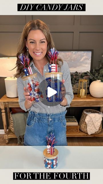 Fourth Of July Centerpieces, 4th Of July Centerpieces, Patriotic Centerpieces, Jar Fillers, Wrapped Candy, Fourth Of July Decorations, Patriotic Crafts, The Fourth Of July, April Showers