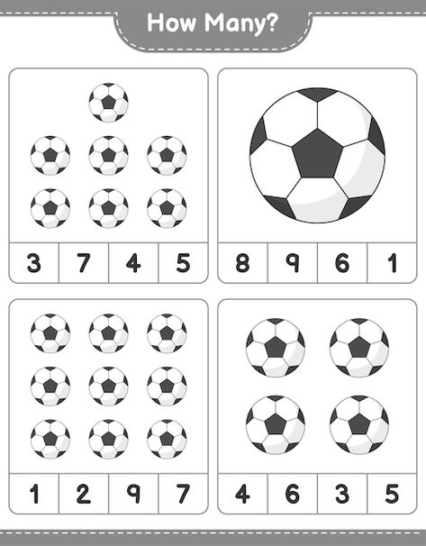 Premium Vector | Counting game how many Soccer Ball Educational children game printable worksheet Soccer Math Activities, Football Math Activities, Soccer Math, Daycare Lesson Plans, Football Activity, Counting Worksheets, Counting Games, Game Printable, Lesson Plan