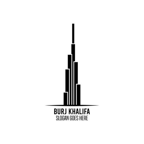 Dubai Logo, Khalifa Tower, Tower Logo, The Burj Khalifa, Illustrated Wedding Invitations, Friend Songs, Building Logo, Real Estate Logo Design, Food Logo Design