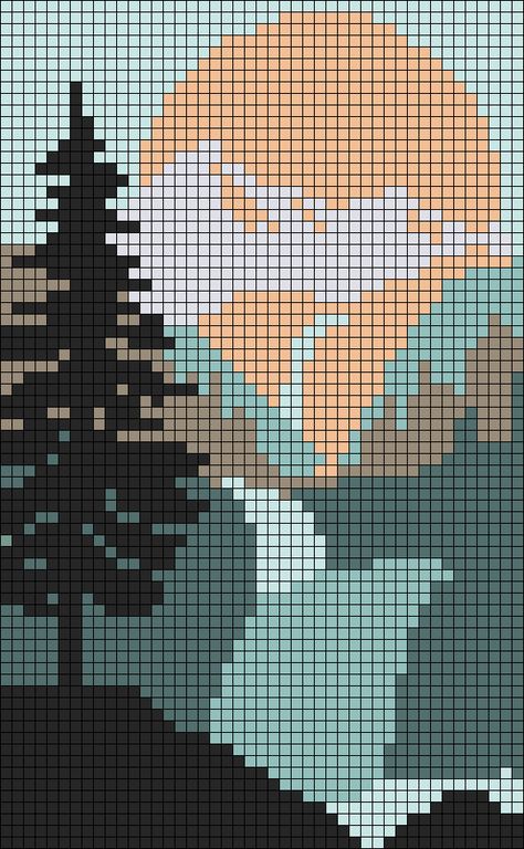 Alpha pattern #102991 | BraceletBook Pixel Art Quilt, Landscape Alpha Pattern, Tapestry Crochet Patterns Charts Free, Nature Pixel Art, Pixel Crochet Pattern Charts, Cute Alpha Patterns, Tapestry Crochet Patterns Charts, Alpha Patterns Pixel Art, Alpha Patterns Crochet