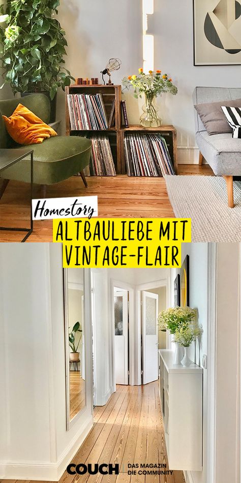 In dieser tollen Wohnung mitten in Hamburg lebt headstreams auf 90qm, aufgeteilt auf 4 Zimmer. In der gesamten Wohnung ist ein toller Dielenboden verlegt. Altbauliebe mit Vintage-Schätzen und modernen Details, so lässt sich der Einrichtungsstil am Besten beschrieben. #homestory #altbau #altbauliebe #dielenboden #flur #wohnzimmer #vintage #sessel #einrichten #gestalten #COUCHstyle Pinterest Predicts, New News, Hallway Designs, Just Wait, Vintage Modern, New Room, Room Inspo, Modern Vintage, Mid-century Modern