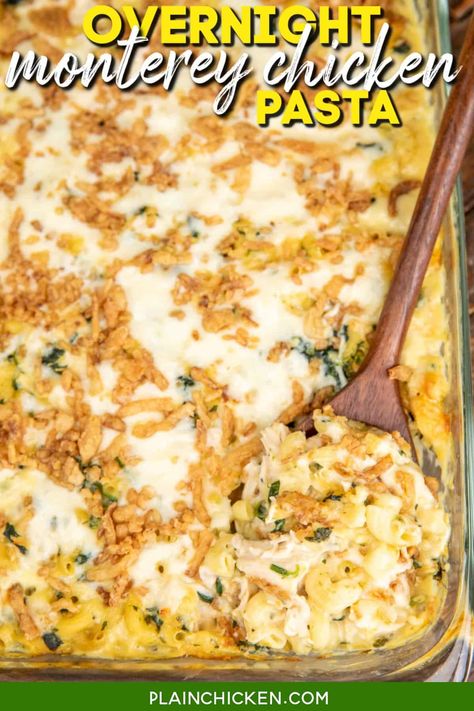 Creamy Chicken Spinach Pasta, Milk Chicken, Dinner 2023, Monterey Chicken, Chicken Spinach Pasta, Overnight Recipes, Yummy Pasta, Chicken Casseroles, Chicken Milk