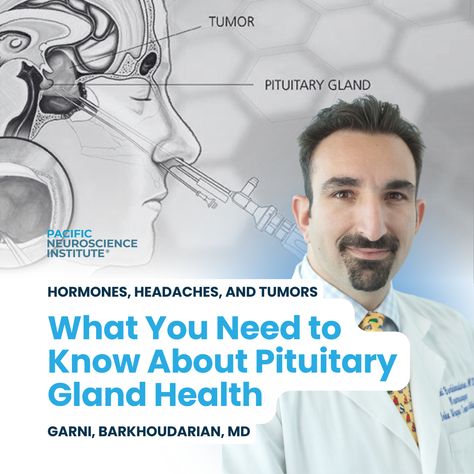 The pituitary gland might be small, but it plays a massive role, controlling everything from growth to metabolism. But what happens when this critical gland is threatened by tumors? 

Dr. Garni Barkhoudarian delves into the challenges of treating pituitary tumors, highlighting leading-edge techniques that prioritize both tumor removal and the preservation of this essential gland's function. Pituitary Gland Tumor, Endocrine Disorders, Pituitary Gland, Thyroid Gland, Hormone Replacement, Hormone Levels, Growth Hormone, Neuroscience, Headache