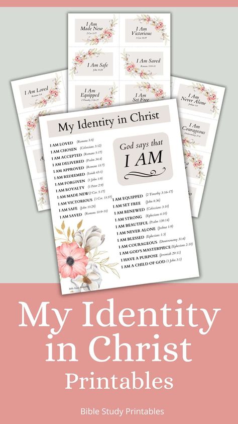 Free Printable Devotions For Women, Womens Bible Study Ideas Free Printable, Who I Am In Christ Woman, Identity In Christ Activity, Printable Devotions For Women, Identity In Christ Woman, Prayer Journal Template Free Printable, Bible Study Notes Free Printable, What God Says About Me