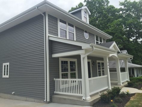 Grey Siding House, Mastic Vinyl Siding, Mastic Siding, Grey Vinyl Siding, Vinyl Siding Colors, Grey Siding, Types Of Siding, Siding Colors, Siding Paint