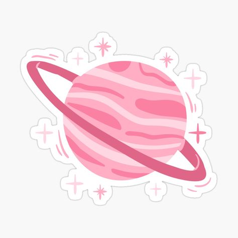 Saturn Sticker Aesthetic, Red Cute Stickers, Planet Stickers, Pink Planet, Laptop Decoration, Galaxy Universe, Sticker Design Inspiration, Preppy Stickers, Cute Laptop Stickers