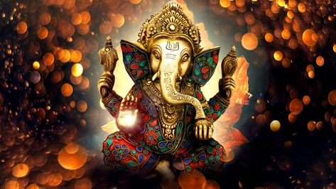 multicolored Ganesha God illustration Lord Ganesha #Vinayaka #Ganapati #Statue #Idol #HD #1080P #wallpaper #hdwallpaper #desktop Om Gam Ganapataye Namaha, Art Galaxie, Buddha Gold, Hd Wallpapers For Pc, Ganesh Wallpaper, Desktop Background Pictures, Ganesh Photo, Shri Ganesh, Ganesh Art