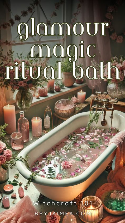 Glamour magic is an ancient practice that blends intention with self-care, allowing you to radiate inner and outer beauty. This detailed guide on creating a glamour magic bath ritual will walk you through each step, from selecting the right ingredients to setting your intentions and enhancing your personal charm. With a blend of practical advice and mystical insights, you'll learn how to transform a simple bath into a powerful ritual that enhances your confidence, allure, and sense of self. \ Ritual Bath Recipes, Glamour Witchcraft, Goddess Bath, Magical Bath, Shower Recipes, Daily Magic, Magic Bath, Bath Rituals, Magic Ritual